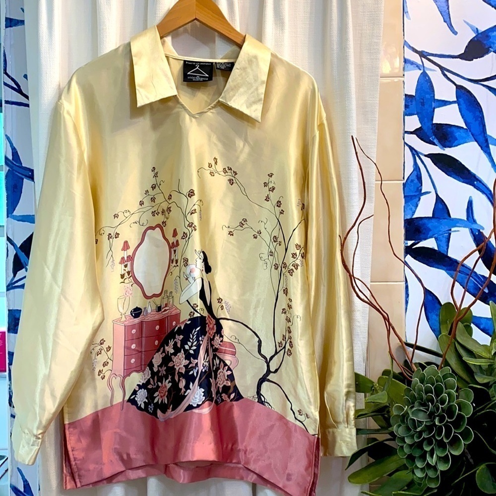 Vintage Anthony Mark Hankins 100% Polyester Long Sleeve Blouse Size M